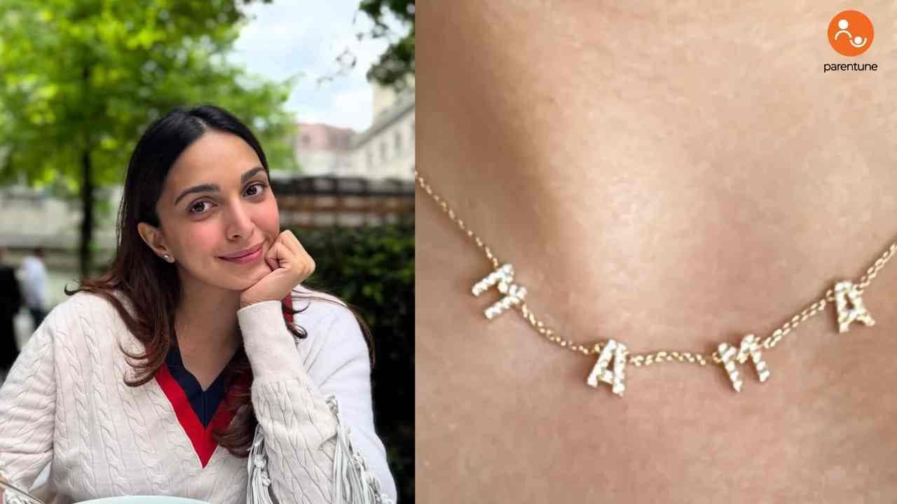New mom Kiara Advani Flaunts Diamond-Encrusted ‘MAMA’ Pendant