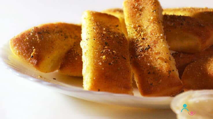 Home-made garlic breadsticks