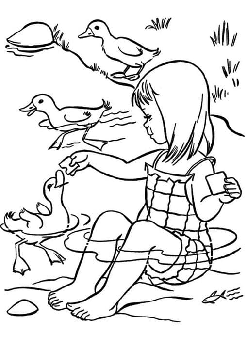 Girl Feeding Duck