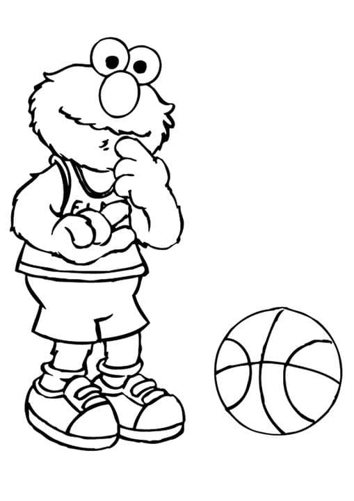 Elmo playing busketball
