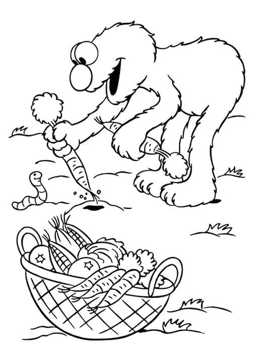 The elmo picking vegetables