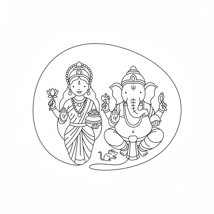 Lakshmi and Ganesh Art