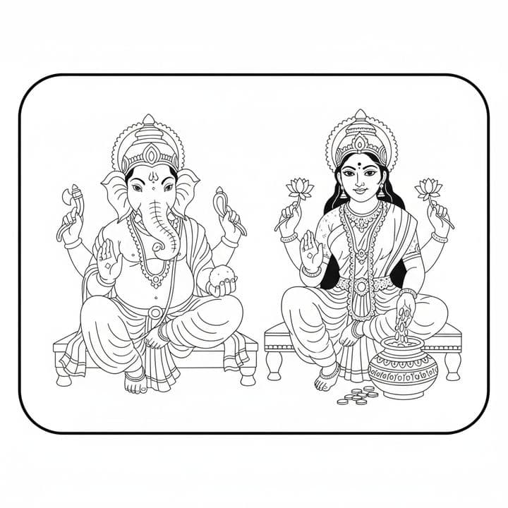 Lakshmi and Ganesh Art