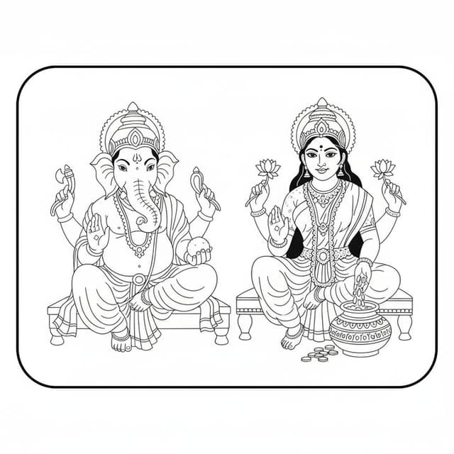 Lakshmi and Ganesh Art