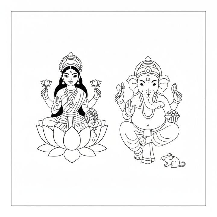 Lakshmi and Ganesh Art