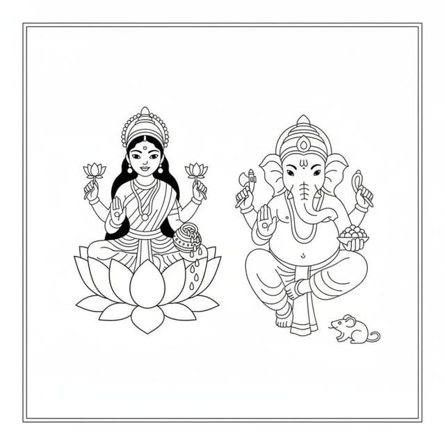 Lakshmi and Ganesh Art