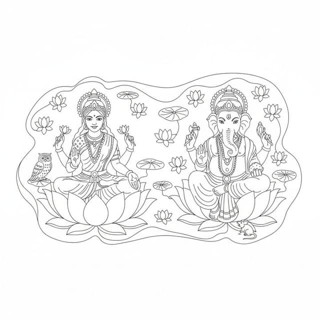 Lakshmi and Ganesh Art