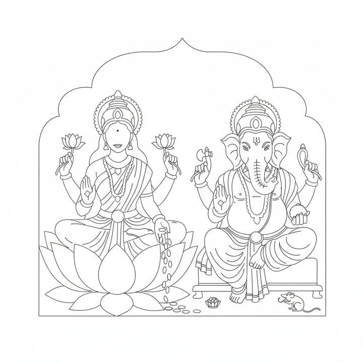 Lakshmi and Ganesh Art