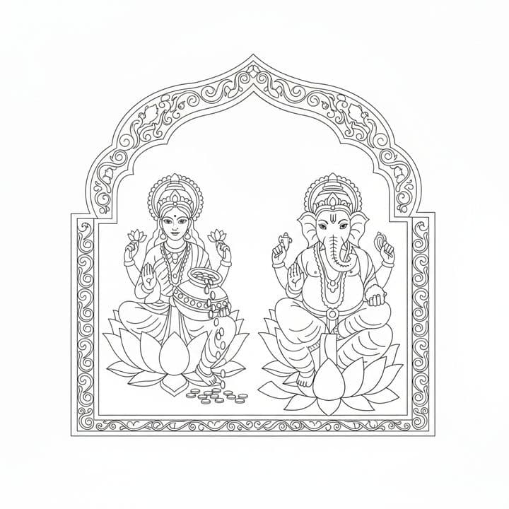 Lakshmi and Ganesh Art
