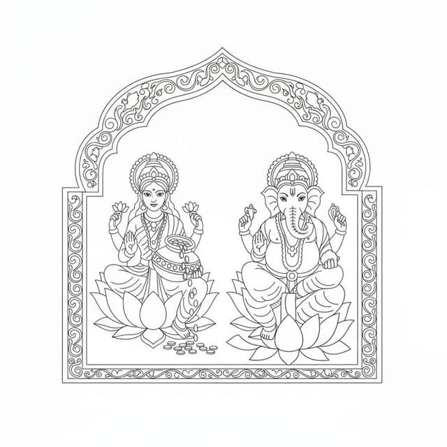 Lakshmi and Ganesh Art