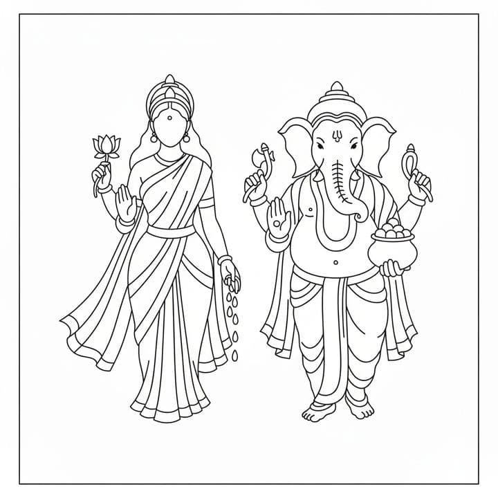 Lakshmi and Ganesh Art