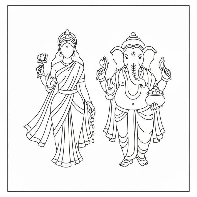 Lakshmi and Ganesh Art