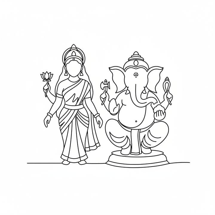 Lakshmi and Ganesh Art