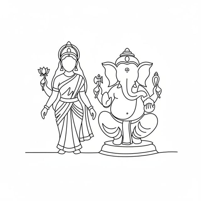 Lakshmi and Ganesh Art