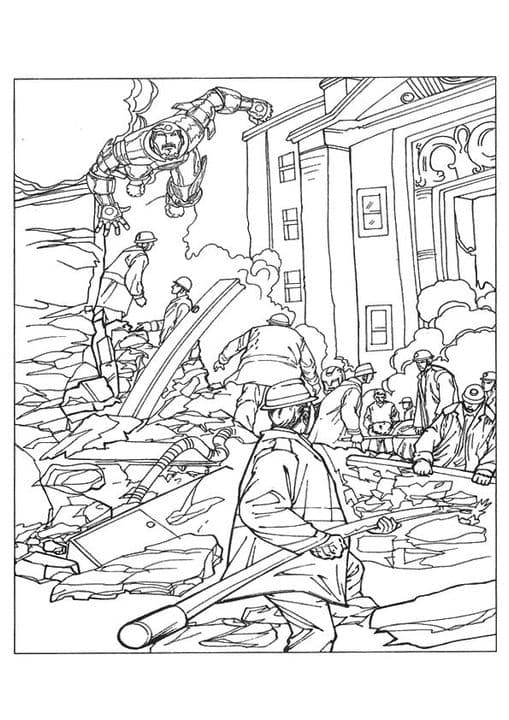 Iron Man Rescuing City