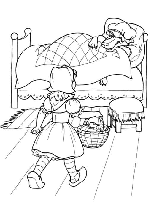 The Wolf And Red Riding Hood color to print