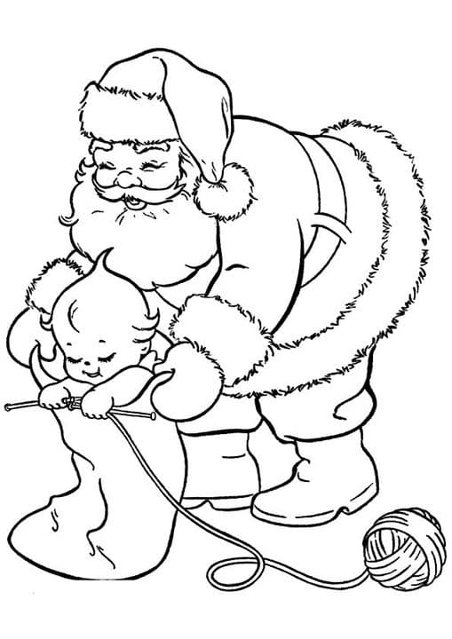 New Year Knitting Santa